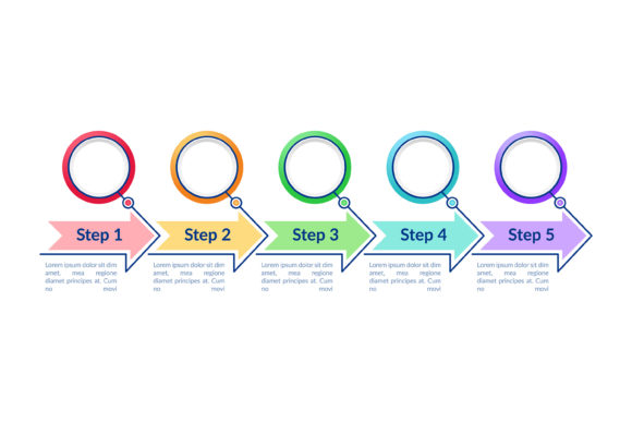 Colored Circle Steps Vector Infographic for Graphics and Infographics