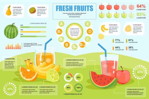 Fresh Fruits Infographic Template for Graphics and Infographics