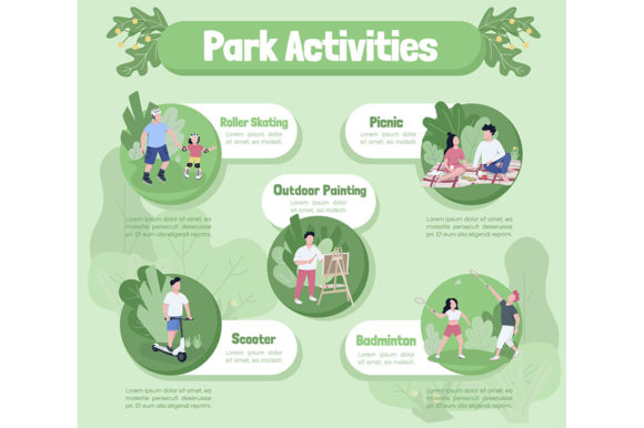 Park Activities Flat Color Vector for Local Business Graphics
