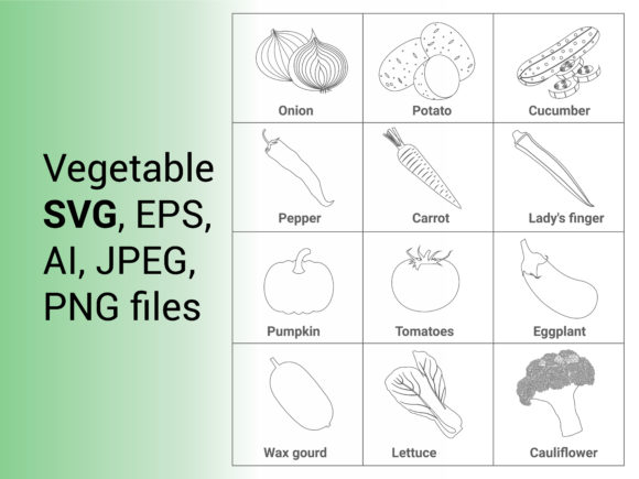 Vegetable Outline Graphics for Infographics and Branding