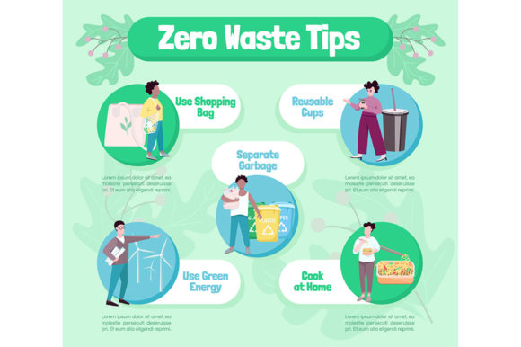 Zero Waste Tips Flat Color Vector Graphics for Infographics